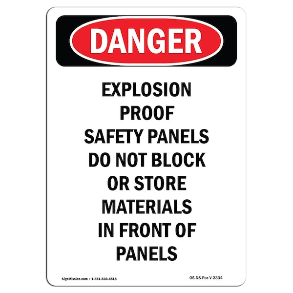 Safety Sign, OSHA Danger, 5" Height, Explosion Proof Safety Panels, Portrait, 10PK